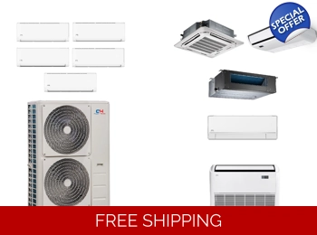 C&H 5 Zone 23.4 SEER2 Mini Split Heat Pump (-13°F) E-Star: 12.5 EER/8.7 HSPF (R410a)